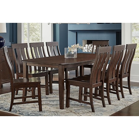 9-Piece Wood Leg Table and Chair Set